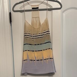 Tibi Cream and Tan Striped Camisole